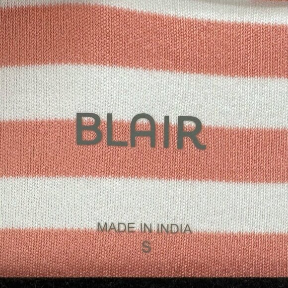 Blair Top Womens Sz S Striped Round Neck Ruffled Elbow Sleeve Orange - Picture 7 of 11